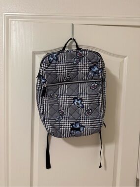 Vera Bradley Black & Blue Plaid Floral Backpack